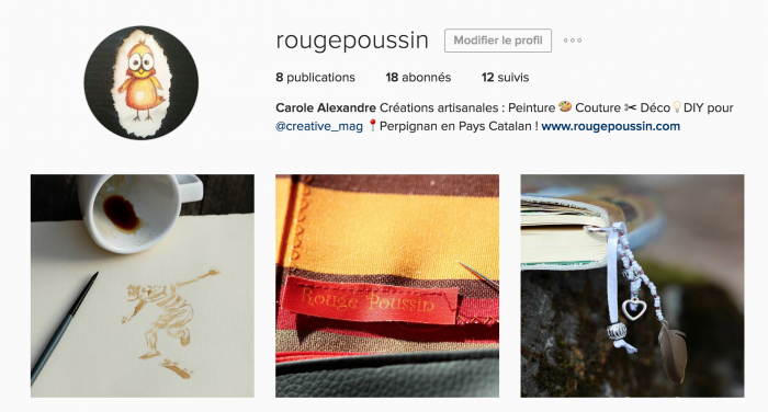 Page d'accueil Instagram de Rouge Poussin